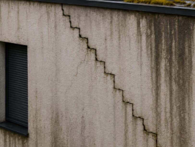 Fissure en escalier sur une façade enduite